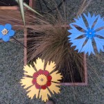 Blue and yellow flower garden ornaments