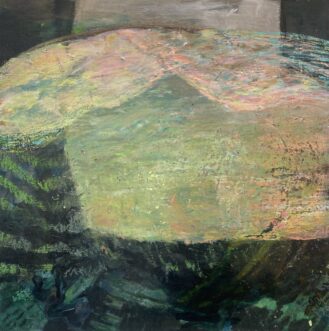 Landscape painting using natural pigments and mark-making