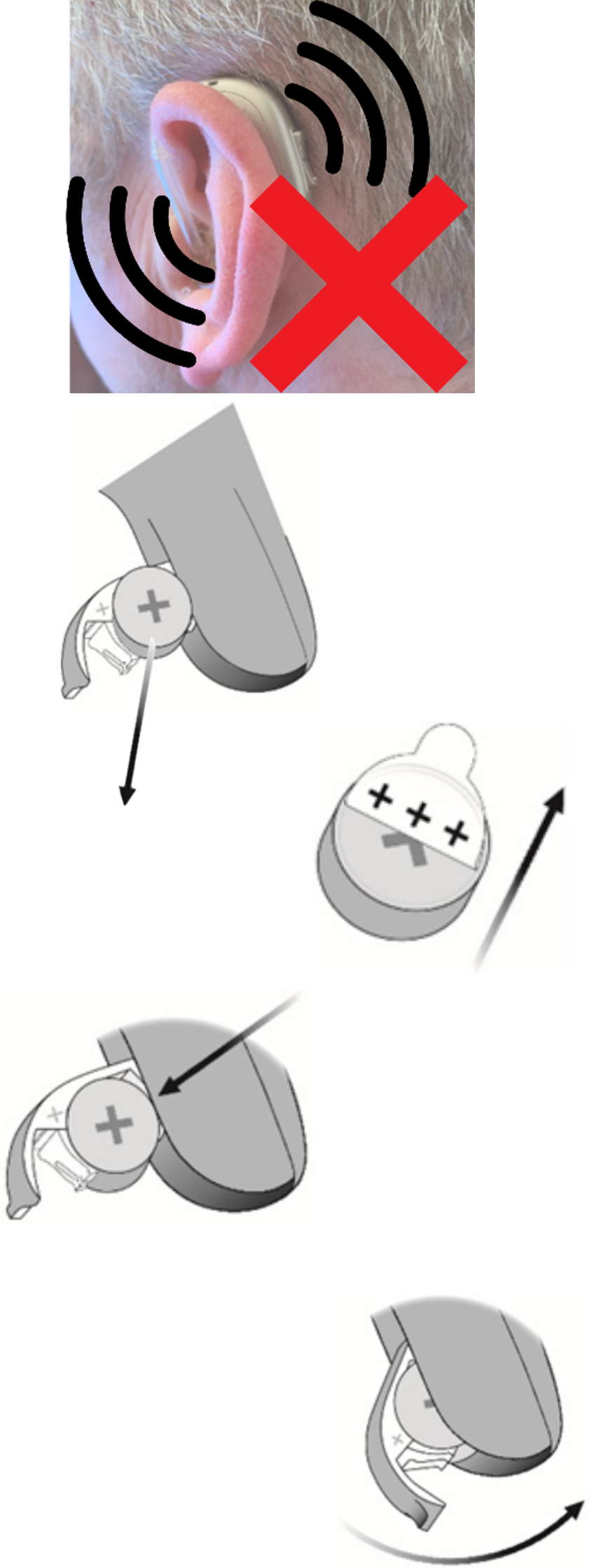 illustrated how to replace hearing aid batteries