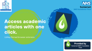 Image with the text on the left side 'Access academic articles with one click' subtitle 'LibKey Nomad browser extension' . On the right side logo of LibKey Nomad