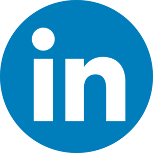 The Linkedin logo is sans serif font letters i and n in the centre of a blue circle background. 