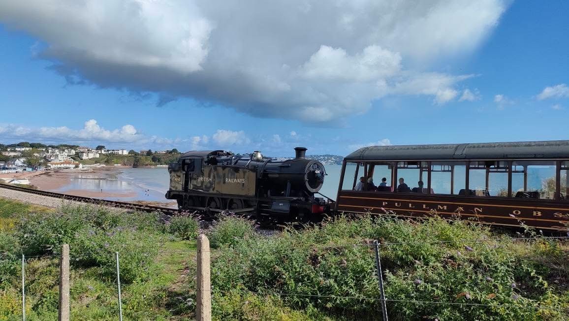 steam train along the seaside