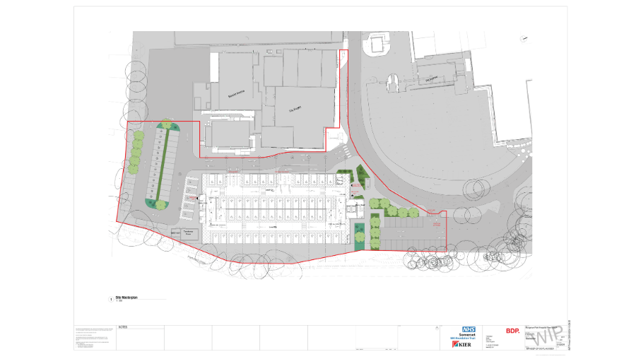 Cropped view of Musgrove Park Hospital site, with landscaping information