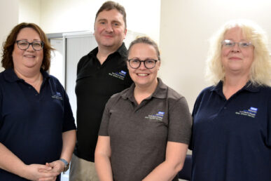 A photo of four colleagues from the sleep apnoea service at Yeovil District Hospital.