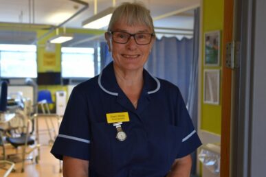 A photo of drug and alcohol nurse Dawn Wintle stood on a ward at Yeovil Hospital.