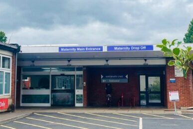 A photo of the main entrance to Musgrove Park Hospital.