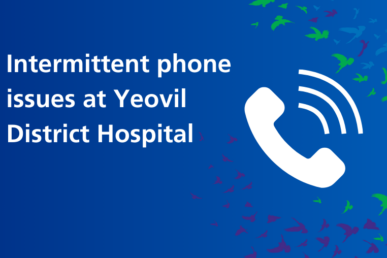 Graphic showing a phone with the message reading intermittent phone issues at Yeovil Hospital