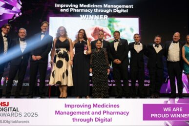 Colleagues on stage at the awards night