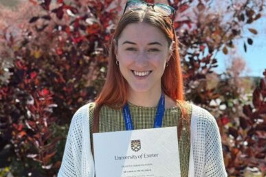 A photo of Heather Feltham, our paediatric clinical associate in psychology, holding a certificate.