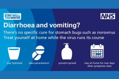 A public health banner with the words 