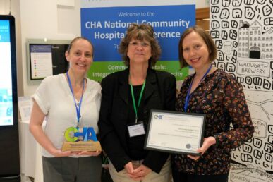 Colleagues from our community facilities team receiving an award for their work on patient meals.