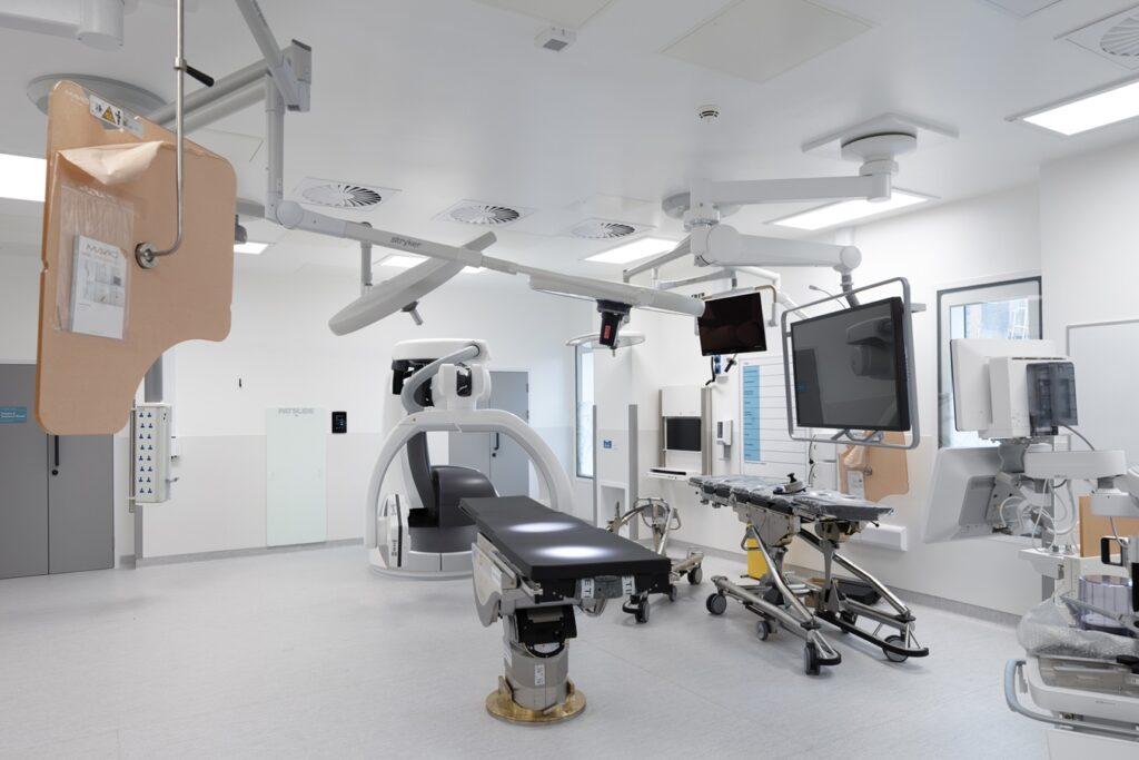 A photo of the hybrid operating theatre in the King's Building at Musgrove Park Hospital.