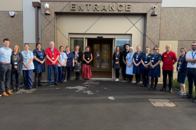 A photo of colleagues from the new urology investigation unit stood outside the Bridgwater Diagnostic Centre, where the new service now runs.